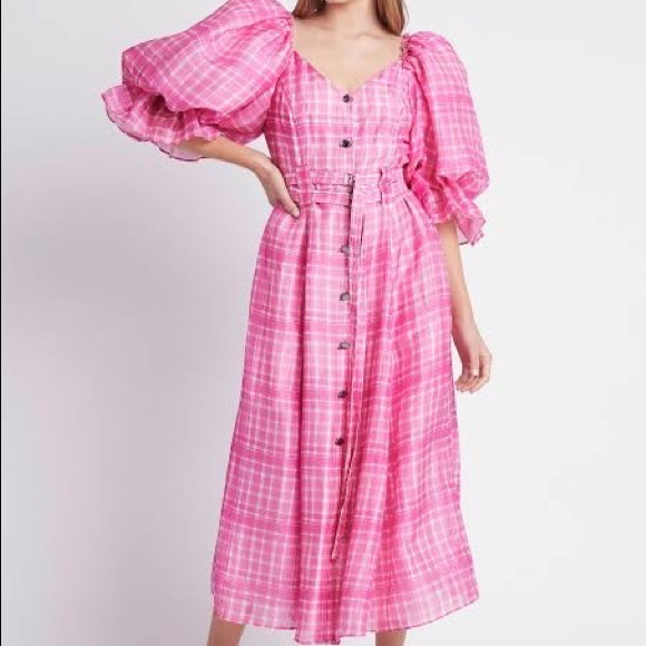 AJE Bungalow MIDI Dress Pink Check • Size 10 • RRP $695 AUD - Picture 2 of 16